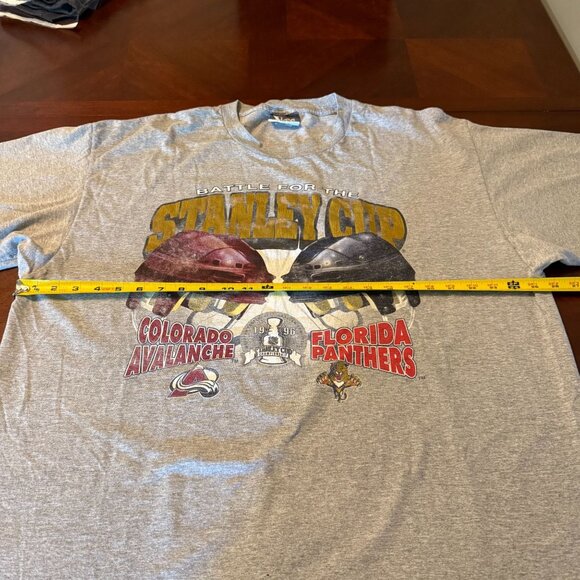 vtg1996 NHL Stanley Cup Tee XXL Lee Sport Colorado Avalanche vs Florida Panthers - Picture 6 of 8